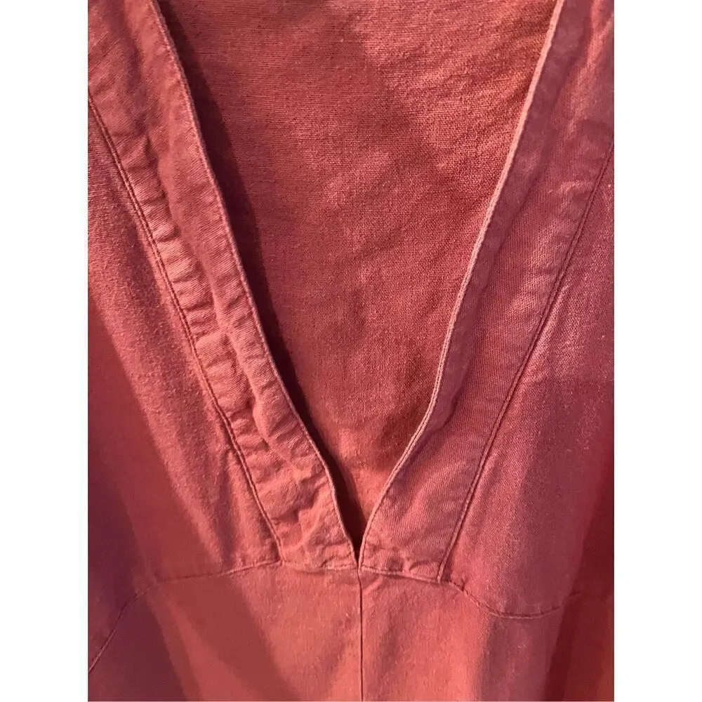 Ellos Burgundy Sunwashed Linen Blend Lagenlook Top sz 2X 26/28 - Picture 3 of 10